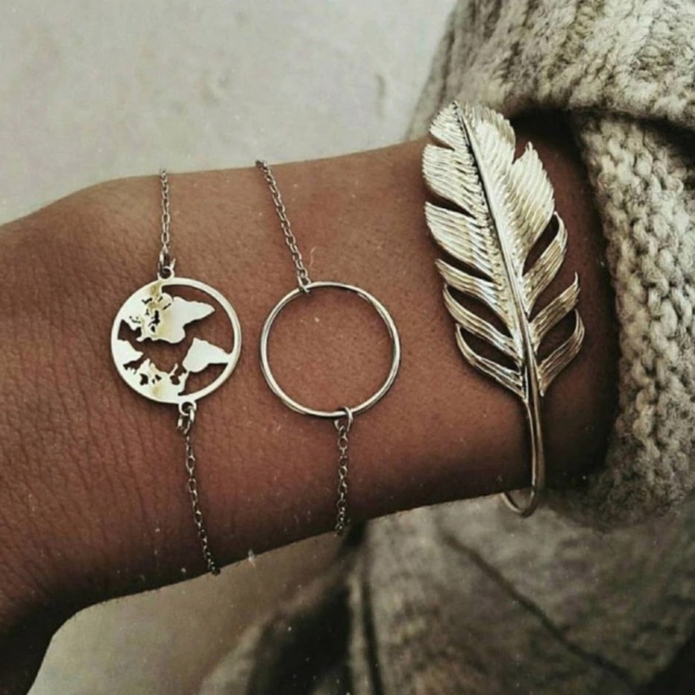NEW!💙💎BUNDLE OF 3! LAYER BRACELETS! FEATHER!💎💙 - Picture 2 of 15